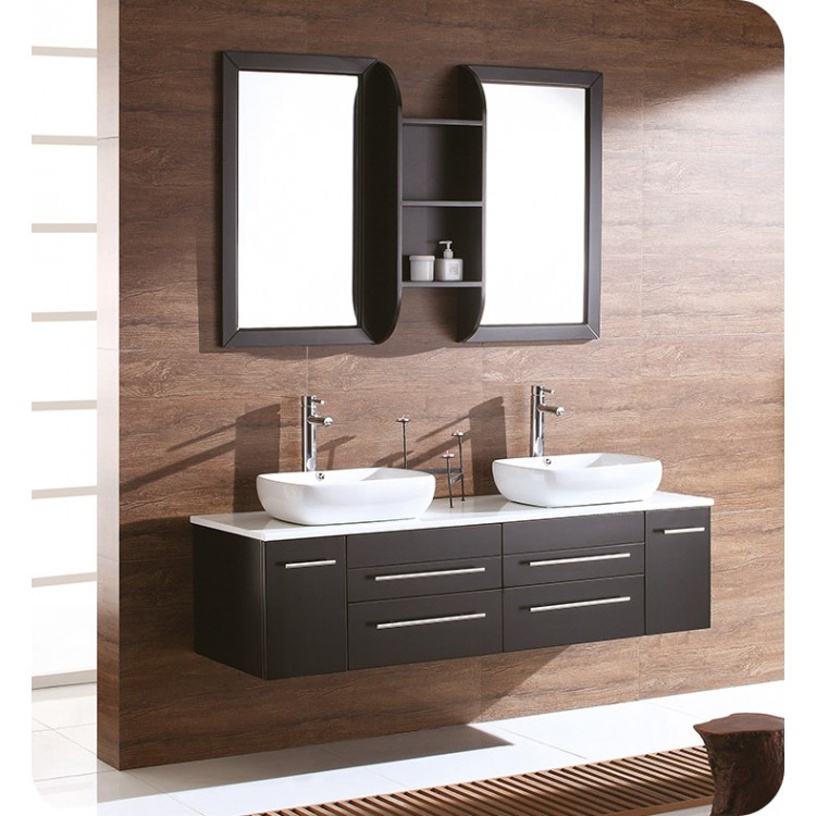 Fresca Fvn6119es Bellezza 59 Espresso Modern Double Vessel Sink Bathroom Vanity