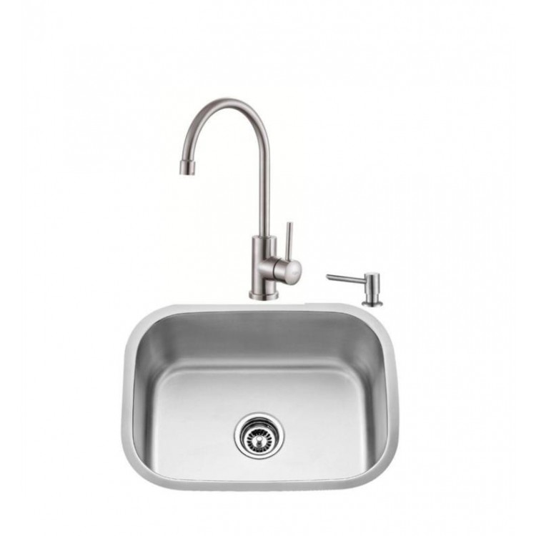 Kraus Kbu12 Kpf2160 Sd20 23 1 2 Single Bowl Undermount Stainless Steel Kitchen Sink With Bar Faucet And Soap Dispenser