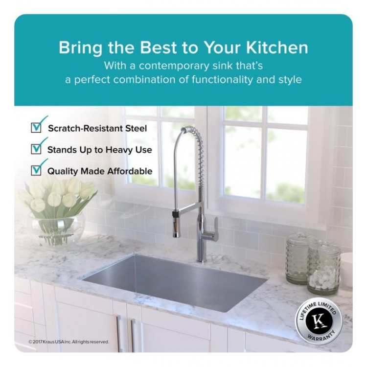 Kraus Khu100 32 Kpf1612 Ksd30 32 Single Bowl Undermount Stainless Steel Kitchen Sink With Commercial Style Kitchen Faucet And Soap Dispenser