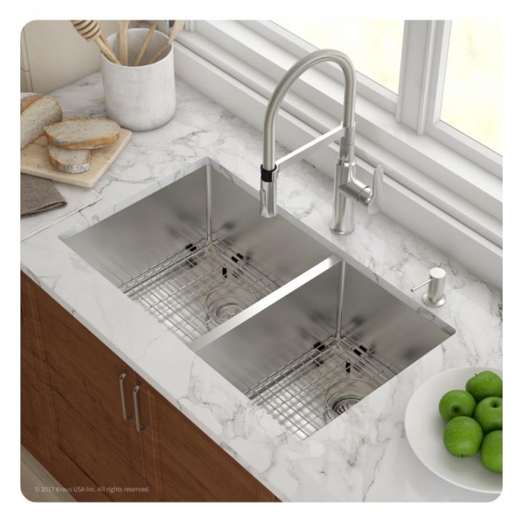 Kraus Khu103 33 32 3 4 Double Bowl Undermount Stainless Steel Rectangular Kitchen Sink